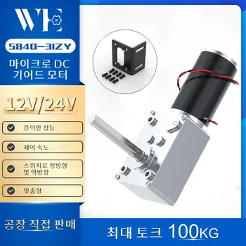 고출력 웜 기어 DC 모터, 자체 잠금 문짝, 5840-31ZY-51 기어드 모터, 12V ~ 24 RPM, 7RPM ~ 470RPM, 높은 토크, 70 KG/CM