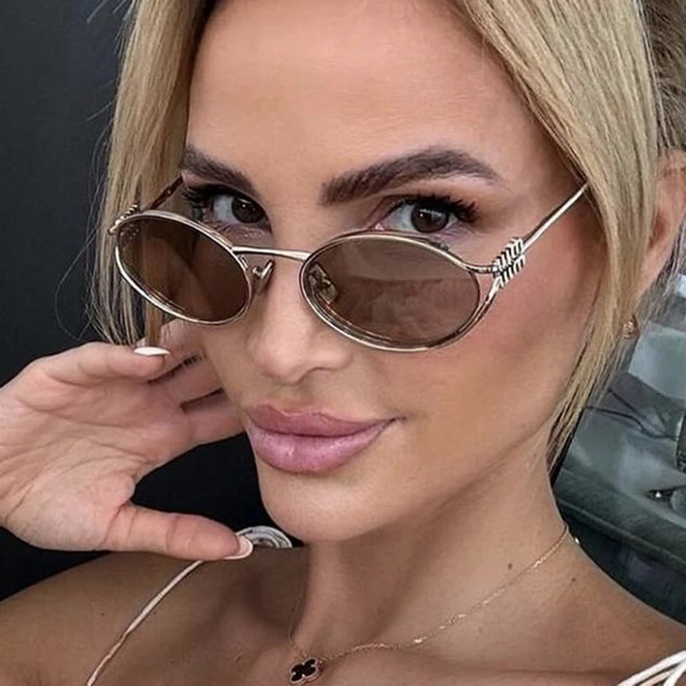 موضة البيضاوي النظارات الشمسية النساء الرجال الفاخ...