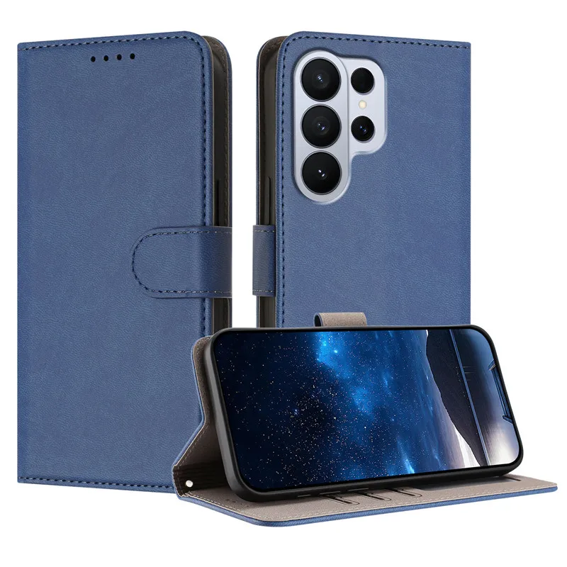 Leather Wallet Flip Case with Magnetic Closure and Card Holder