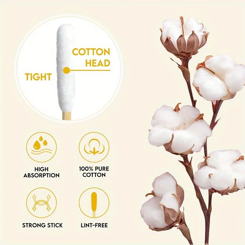 50/100/900pcs Pet Ear/Eye Cotton Swabs With Bamboo Handles, 6 Inches Long, Gentle Cleaning Solution For Dogs & Cats