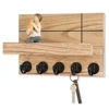 Wood Key Holder with Shelf Wall Decor Floating Shelf with Hooks Holds Key Rings Dog Leash Wallet Purse for Entryway Living Room 5