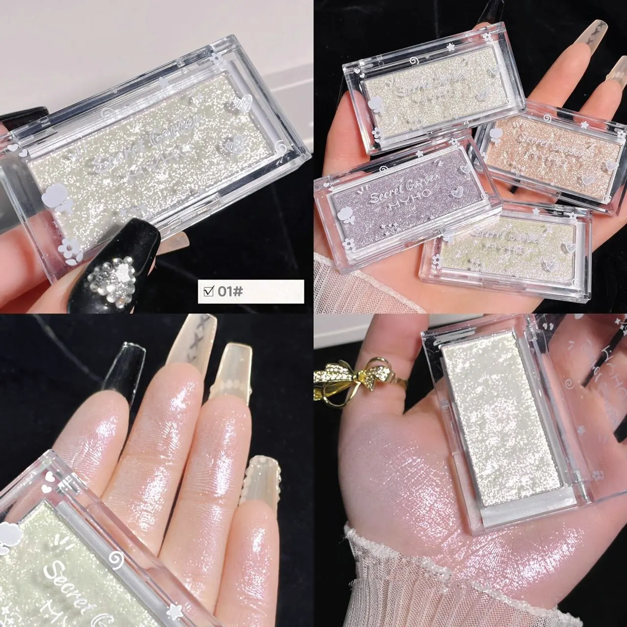 Face Highlighter Powder Blush Contouring Plate Brightening Glitter Pearl Three-Dimensional