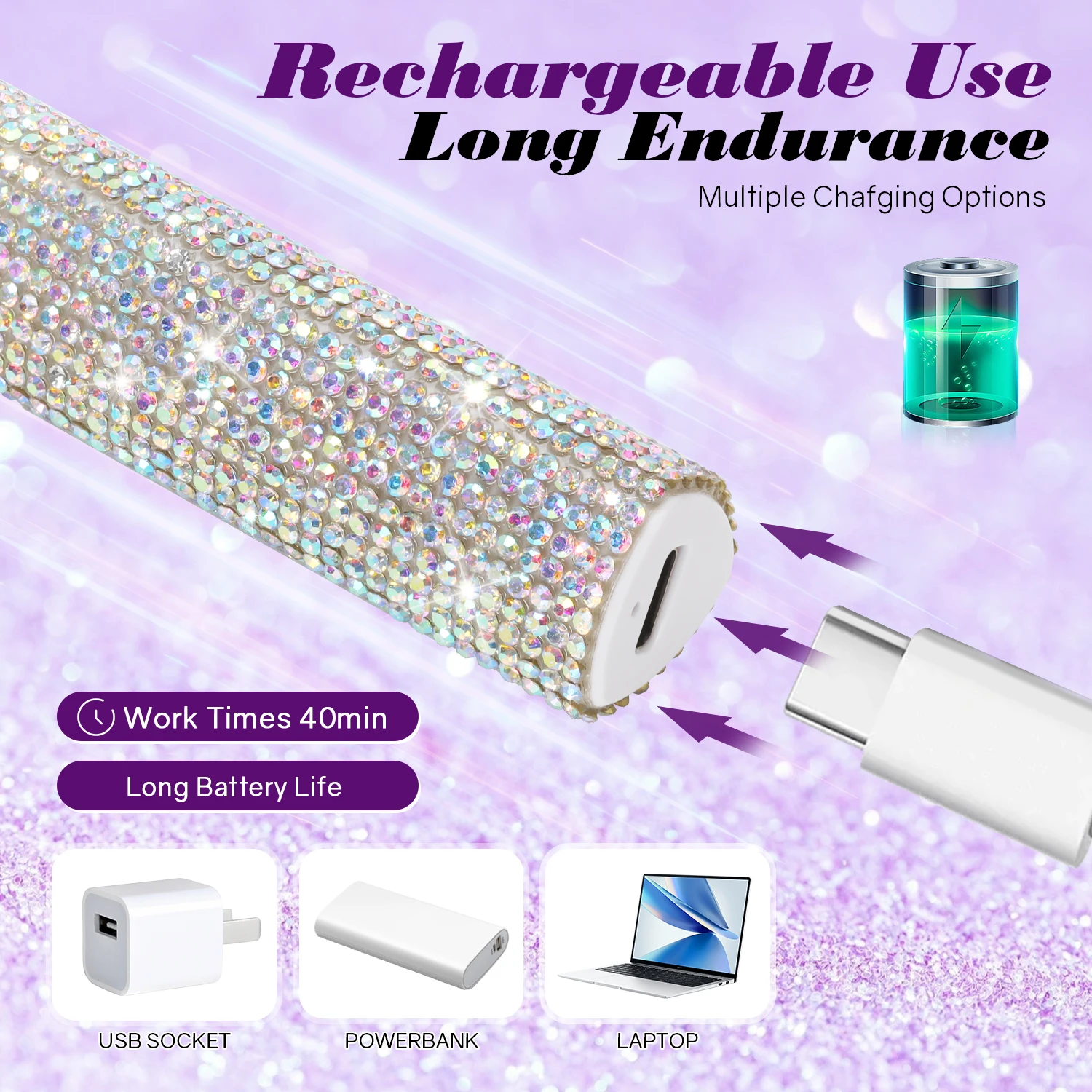 Mini Handheld UV LED Nail Lamp With Diamonds Portable Nail Dryer For Curing Gel Polish With Display Manicure Machine 5