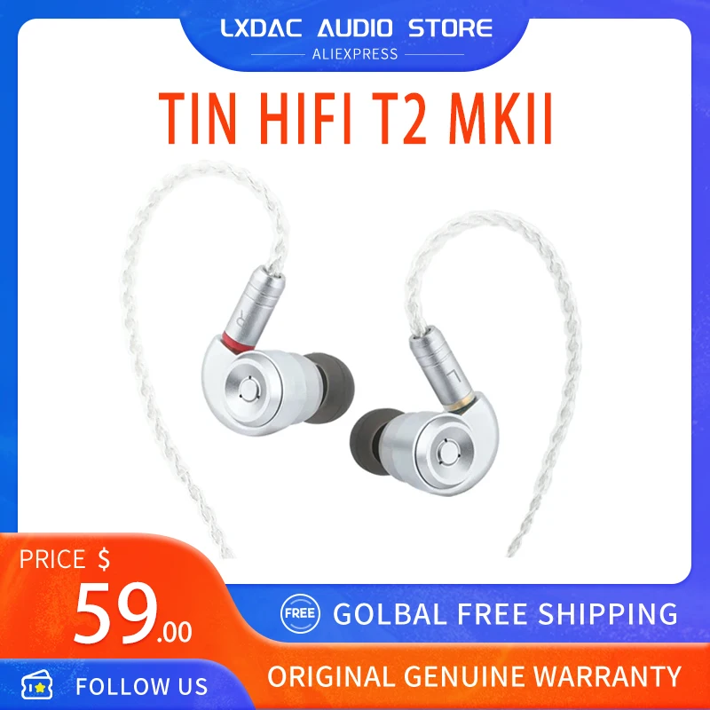 

TIN HIFI T2 MKII High-Definition Balanced Hi-Fi Earphone Wired Earbuds IEMs with Detachable IEM Cable for Musicians