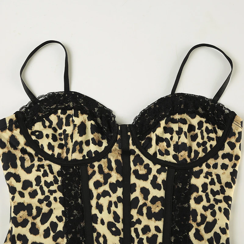 Hotsweet Y2k Leopard Lace Women¡¯s Tanks Sleeveless Slim Fit Design Sexy Fashion Gyaru Camisole