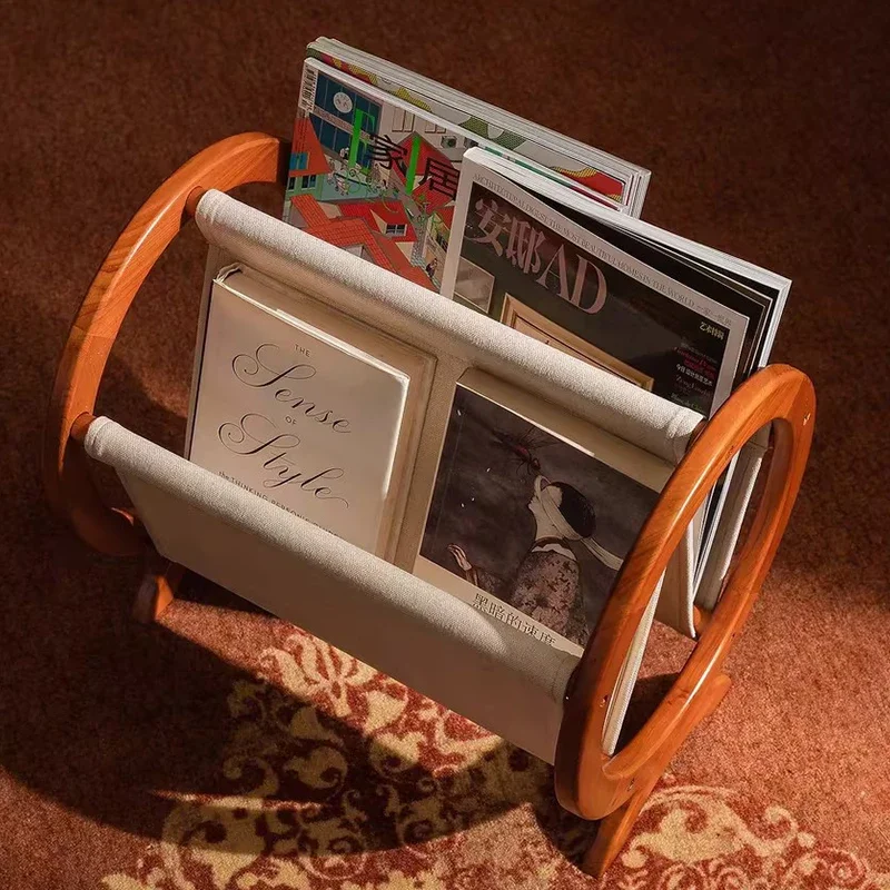 Rubberwood Magazine Holder French Large Magazine Rack Vintage Storage Side Table Stable Bedside Organizer