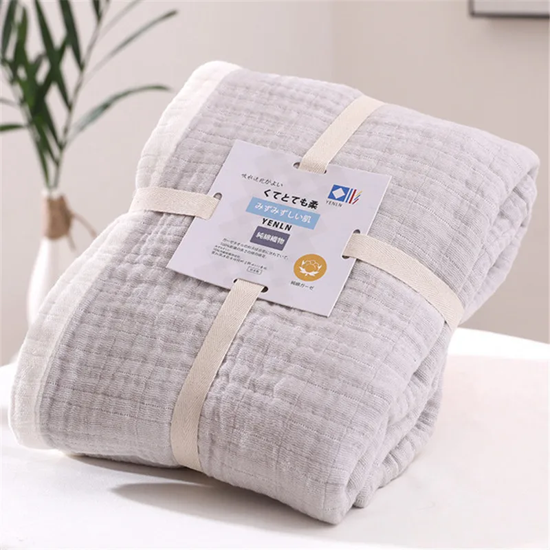 Summer Blankets 4 Layers Muslin Cotton Bedspread Blanket 150x200cm 200x230cm Soft Office Home Bedding Sleeping Quilt Blanket 1