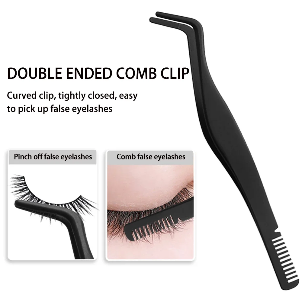Curved Tip Tweezers Extension 1/6Pcs Eyelash Tweezers Set Stainless Steel Eyebrow Tongs Clip Scissor Beauty Makeup Accessories