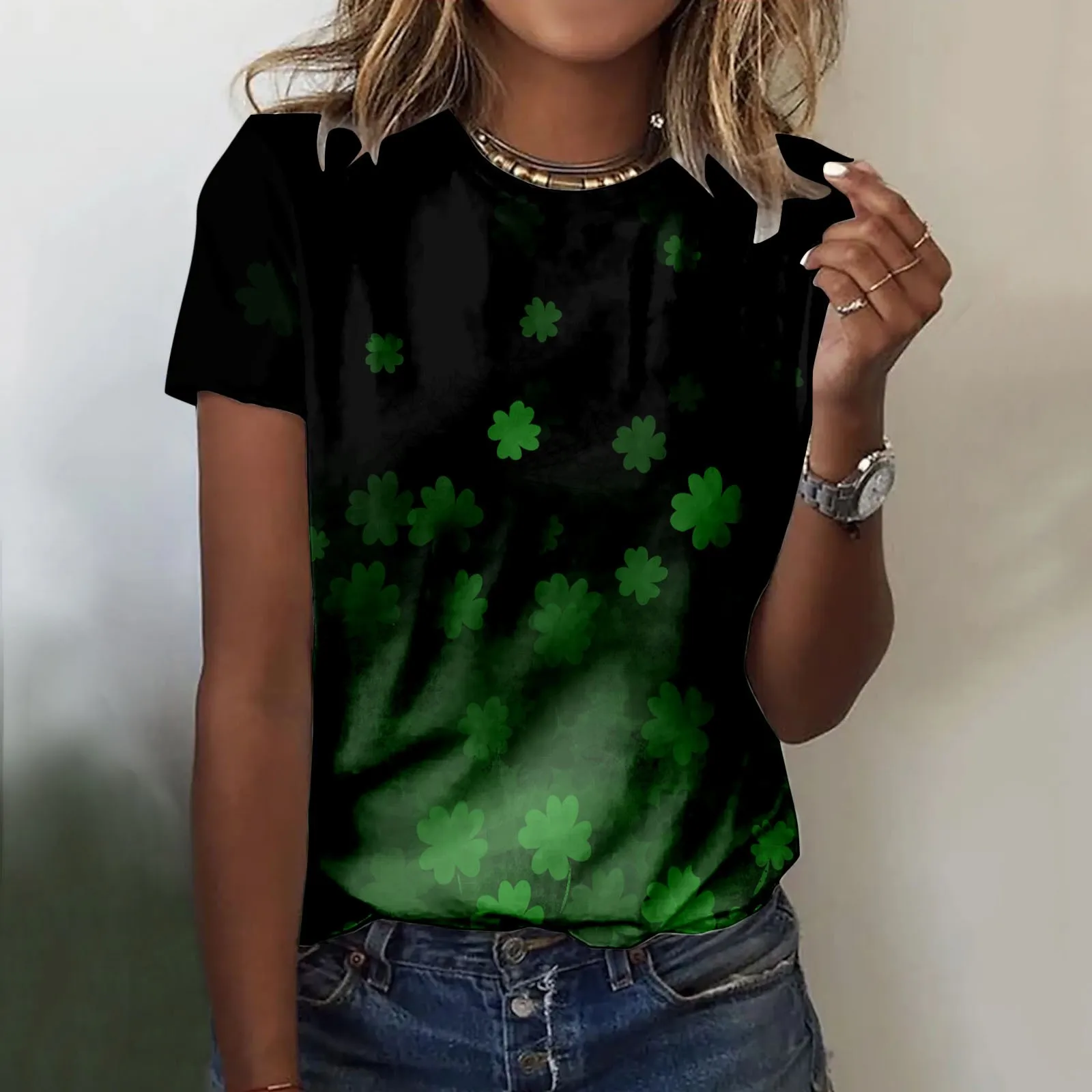 

Женская футболка с принтом St Pa, Повседневная Туника с круглым вырезом и коротким рукавом, праздничная одежда свободного покроя