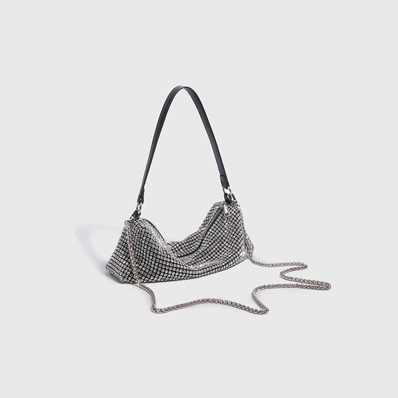 Wedding Party Clutch Purse Knotted Handle Glitter Rhinestones Diamond Evening Bag Women's Handbag Luxury Designer Shoulder Bag