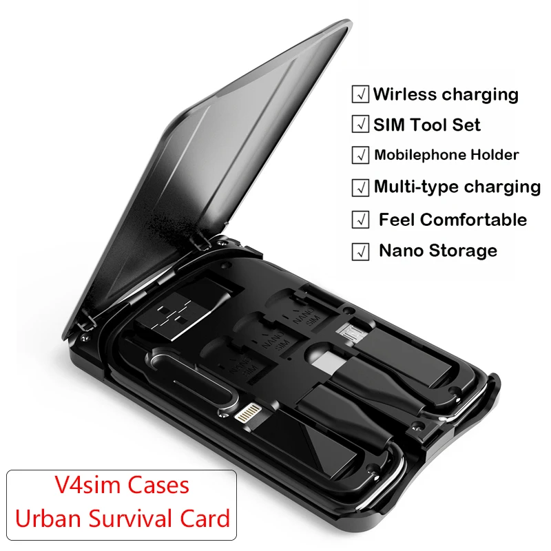 Urban Survival Card multi-function Data Line Conversion Head Wireless Charger Universal Universal Portable Storage Bag cute headset wire wrap cord multi function data line splitter desktop data line splitter hub data line clamp rack