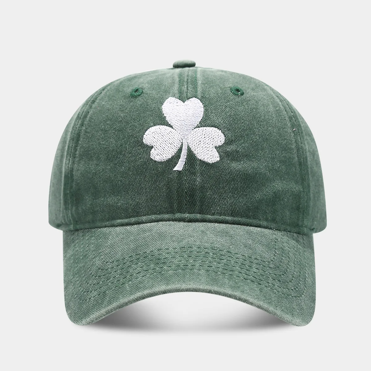 Retro Irish Green Clover Embroidered Duckbill Cap - Trendy Sunscreen Hat