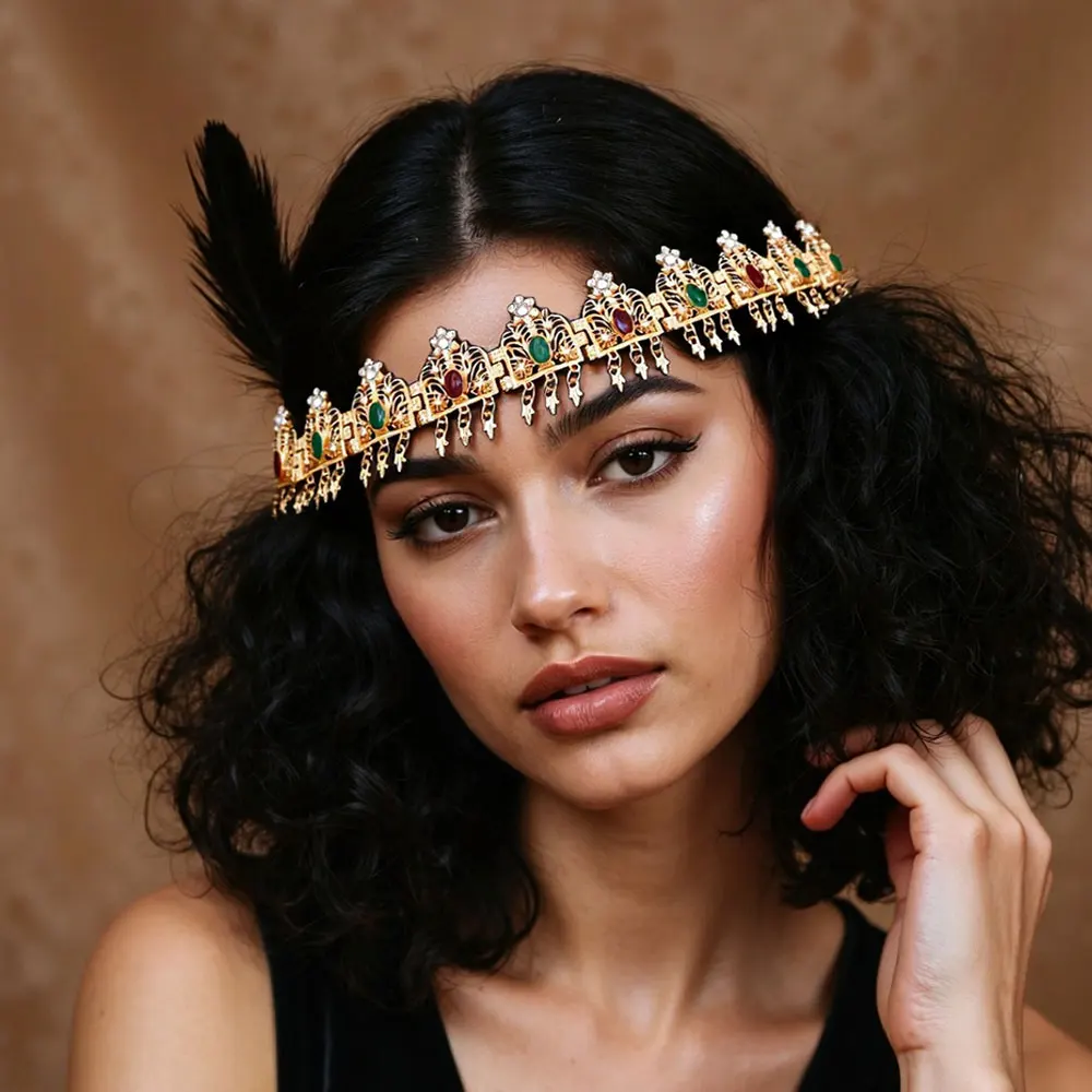 Sunspicems Algeria Tassels Forehead Chain Hairband Bride Crown