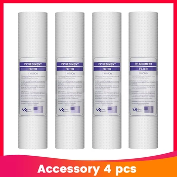 4pcs PP Cotton Filter Water Pre-filter 10 Inch 1 Micron Sediment Water Filter Cartridge System Reverse Osmosis Replacements 1