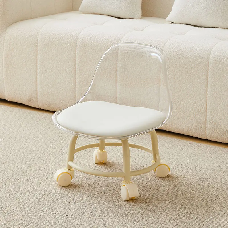 

Acrylic Small Stool, Silent With Universal Wheels, Children's , Internet Celebrity Small Chair, Pulley Low ,