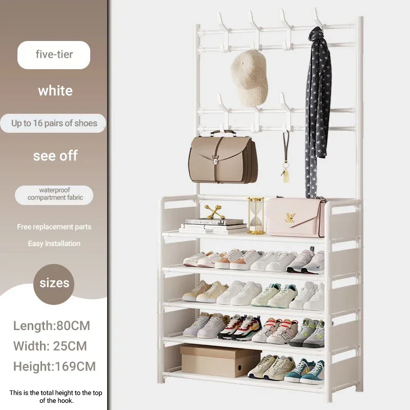 DIVEDEER 4-5 Tier Home Wardrobe Rack Bedroom Wardrobe Rack DIY Dustproof Storage Cabinet Shoe Rack Hanging Bag Storage Cabinet