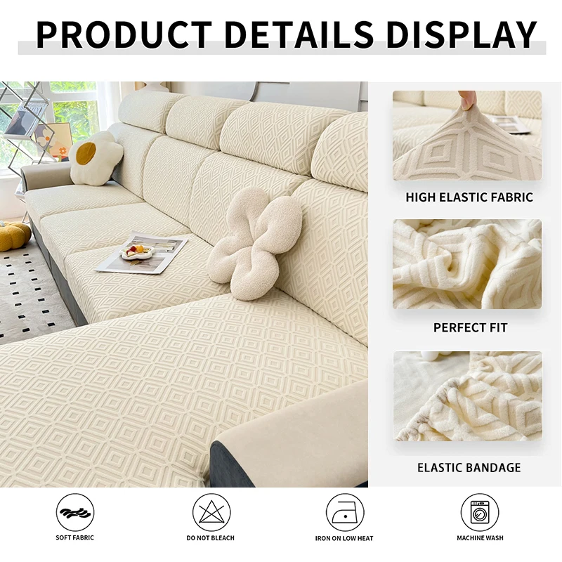 Stretch Jacquard Individual Seat Cushion Covers Sofa Covers for Living Room Couch Cover Furniture Protector Washable Removable 4