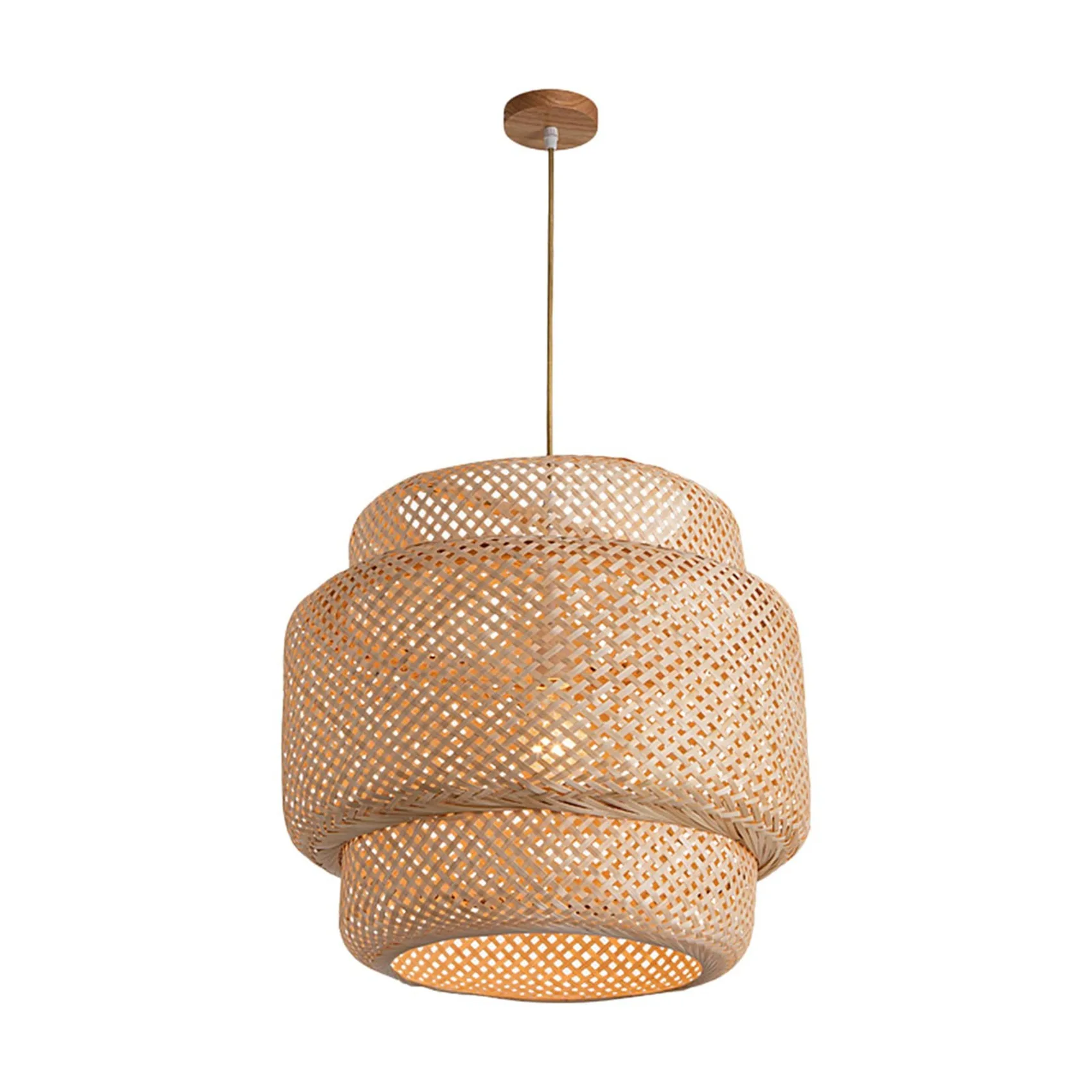 

Pendant Light Ceiling Retro Hanging Cafe Lights Loft Japanese Style Hand Weaved Bamboo Woven Lampshade for Teahouse B