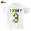 Birthday Party Shirt Family Matching Clothes Building Blocks Gaming TShirt Custom Name Dad Son T Shirt Baby Kids Name T Shirts 4