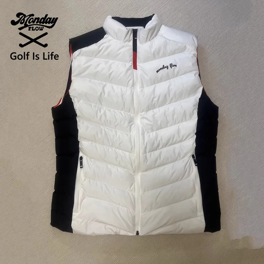 

Mondayflow Winter Golf Jacket Vest for Men Down Cotton Windproof Warm Golf Wear Hooded Waistcoat Men Fashion Loose Jacket Coats