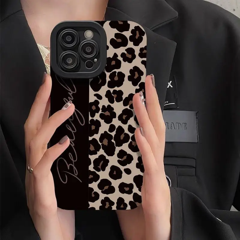 Y2K Luxury Leopard Print English Letter Soft Phone Case