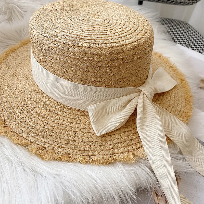 Korea Natural Raffia Wide Birm Sun Hat Daily Casual Falt  display picture 3