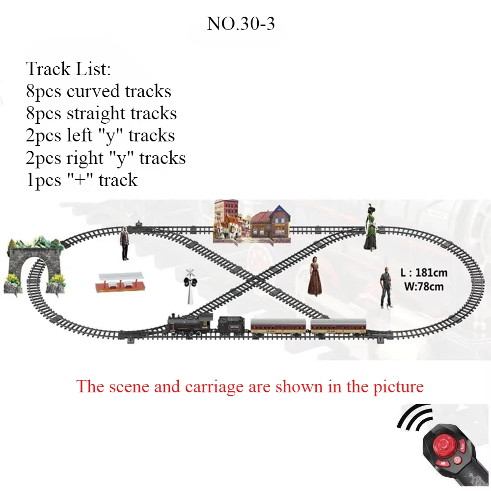 Remote Control Simulation Steam Train Track Assembly Electric Stepless Speed Add Water Smoking Train Children's Toy Holiday Gift