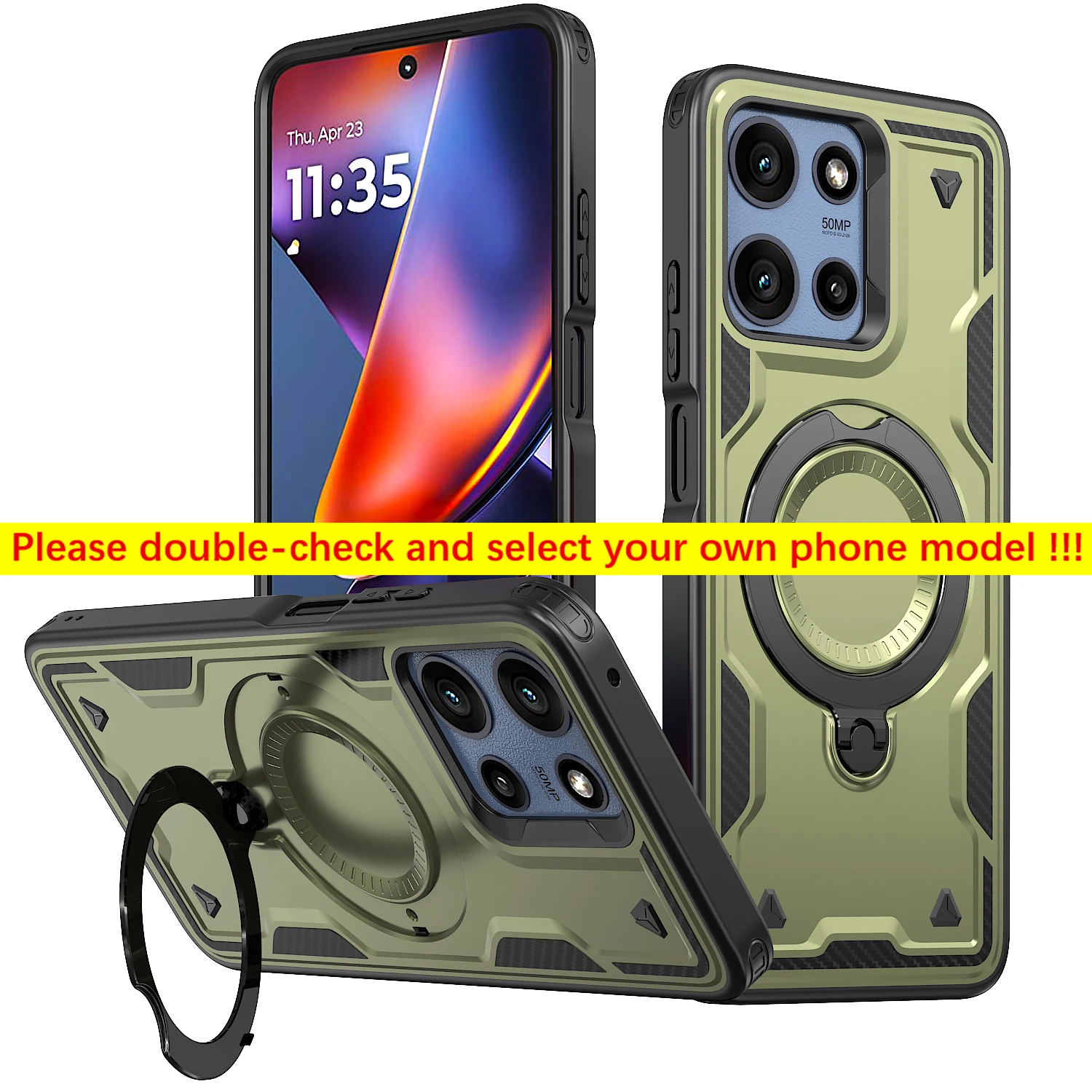 Durable 360° Rotating Magnetic Stand Shockproof Phone Case with Tough Cover