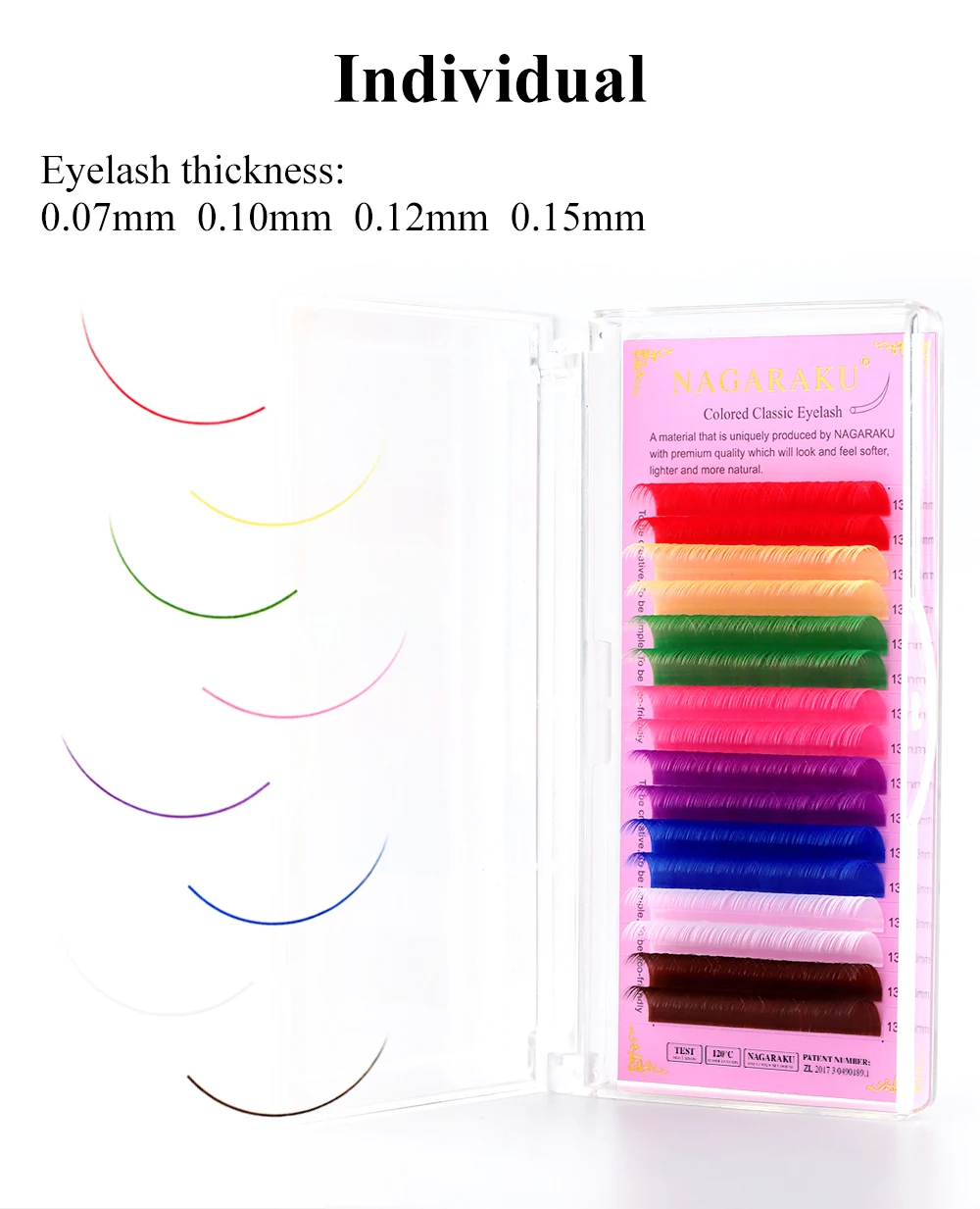 Description Picture 6 of itemNAGARAKU MIX Colorful Lashes 16rows Premium High-quality Eyelash Extension Macaron Rainbow individual Makeup False Eyelashes