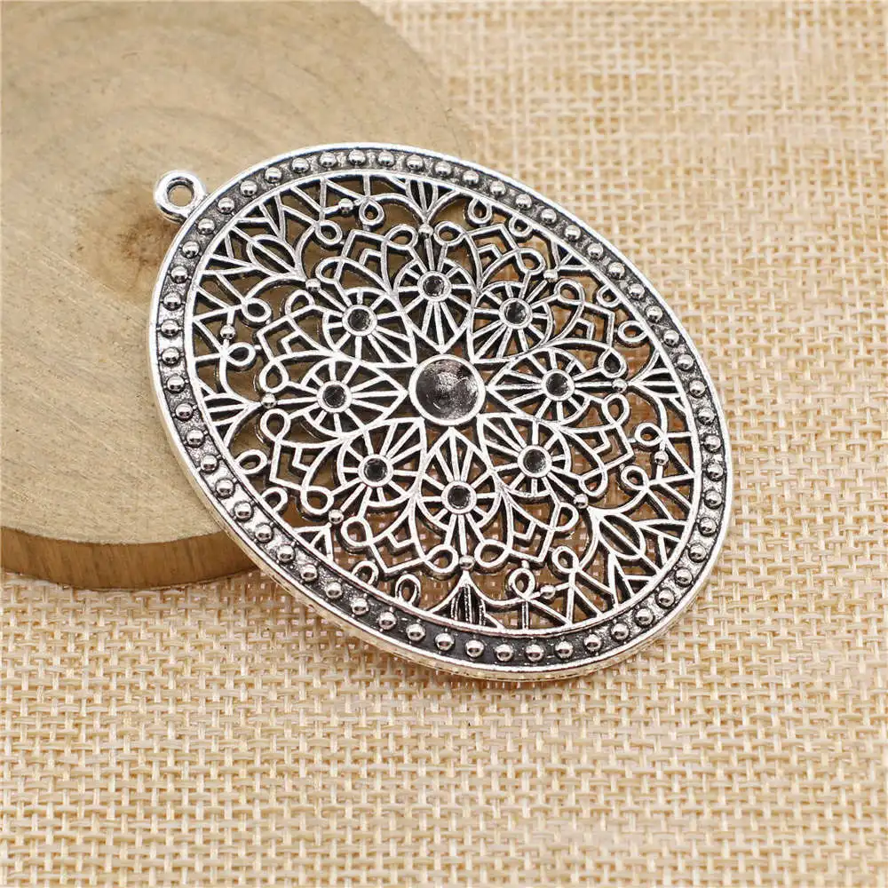 

Bag Charm Carved Hollow Oval Flower Charms Jewelry Materials 64x46mm 1pcs