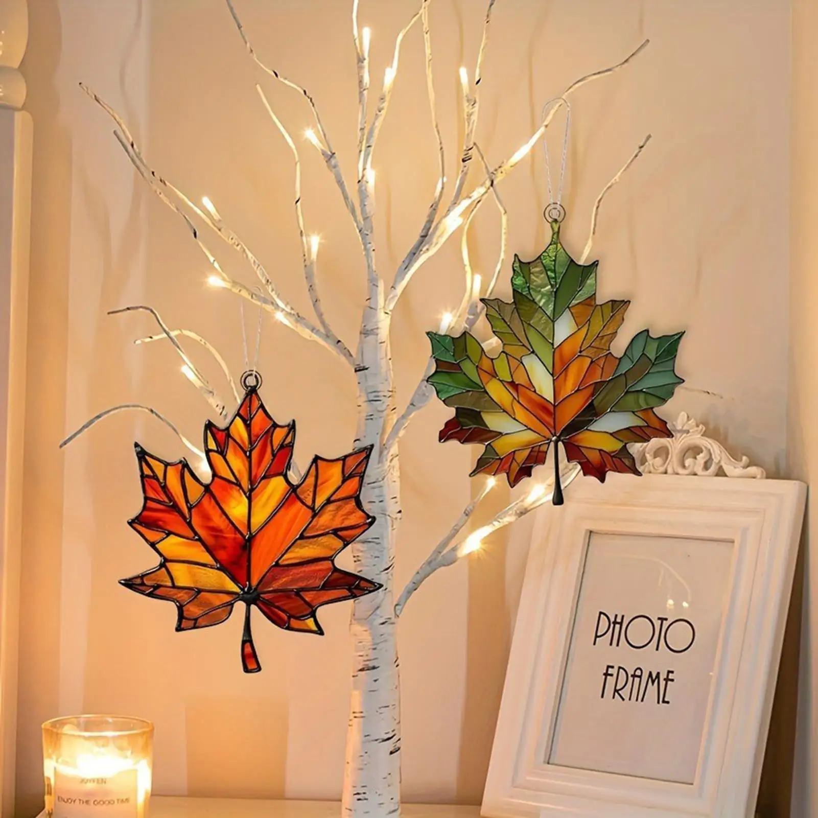 Thanksgiving Acrylic Maple Leaf Light Catcher, Classic Autumn Celebration Home & Door Decor,Christmas & New Year Gifts, 2D Flat