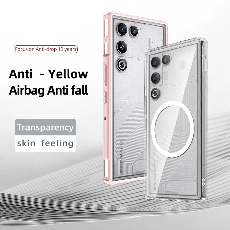 Translucent Shockproof Phone Case with Matte Frame and Magnetic Wireless Charging Back Cover