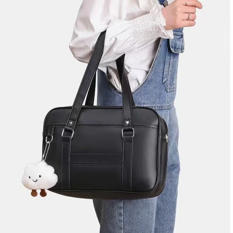 Cute Japanese Inspired JK Tote Bag Women Single Shoulder Crossbody Bag Stylish PU Handbag for School Work Travel