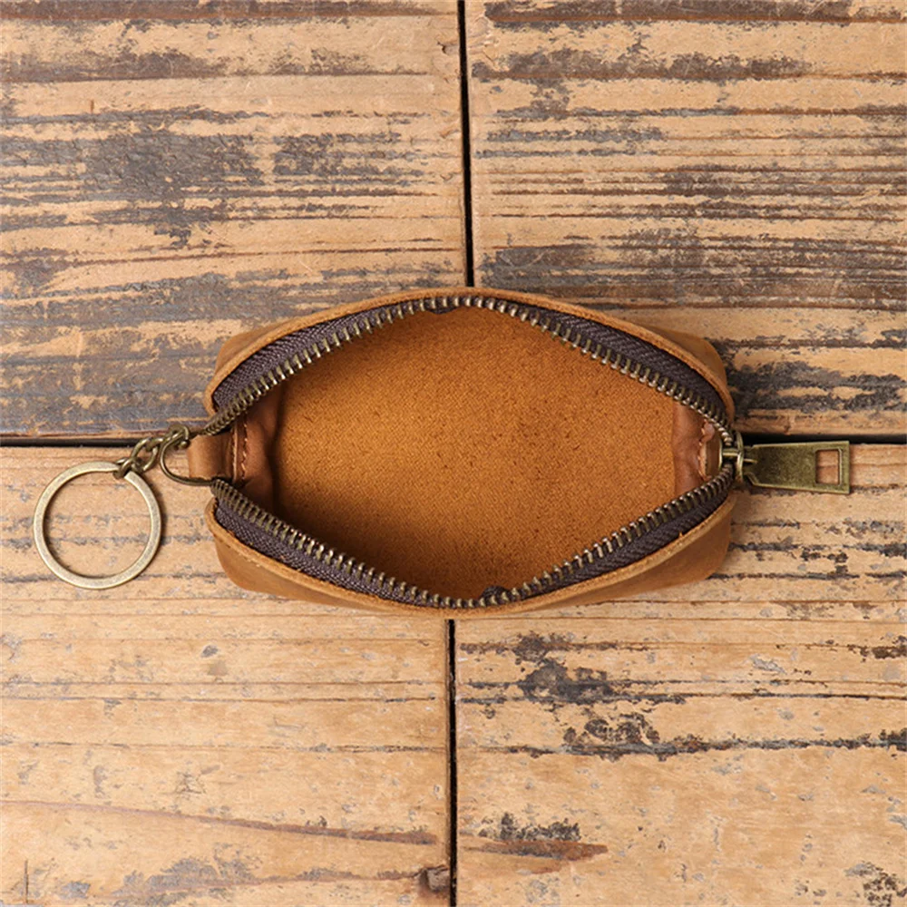 New Genuine Leather Keychain Cover Men Women Key Holder Organizer Zipper Bag Protector Key Pouch Bag Case Wallet Housekeeper