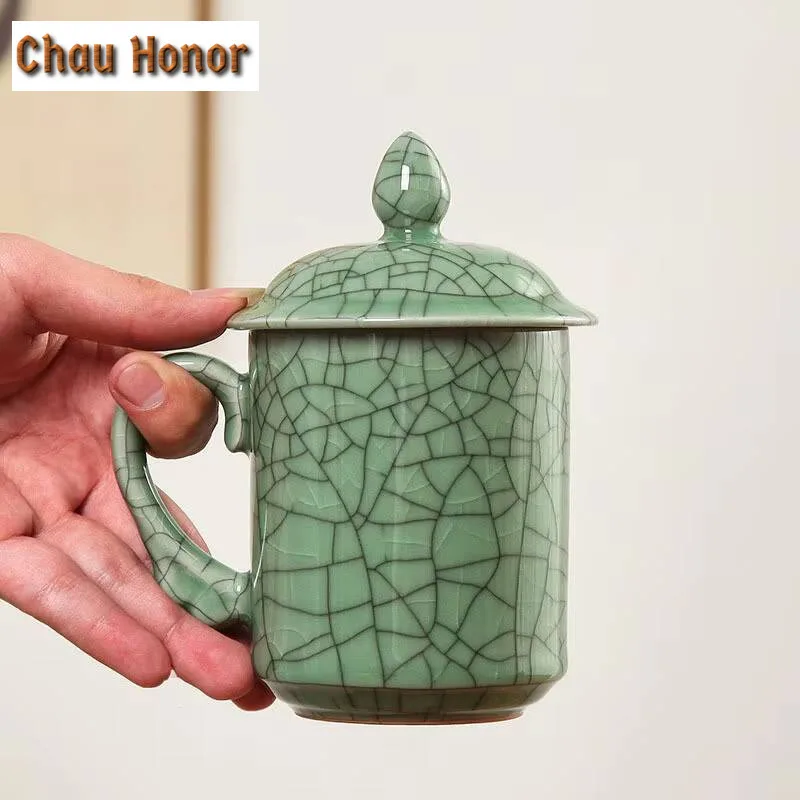 450ml Handmade Longquan Celadon Coffee Mug Milk Cup Afternoon Tea Mug Water Ice Cold Juice Jug Personal Office Water Cup Cafes