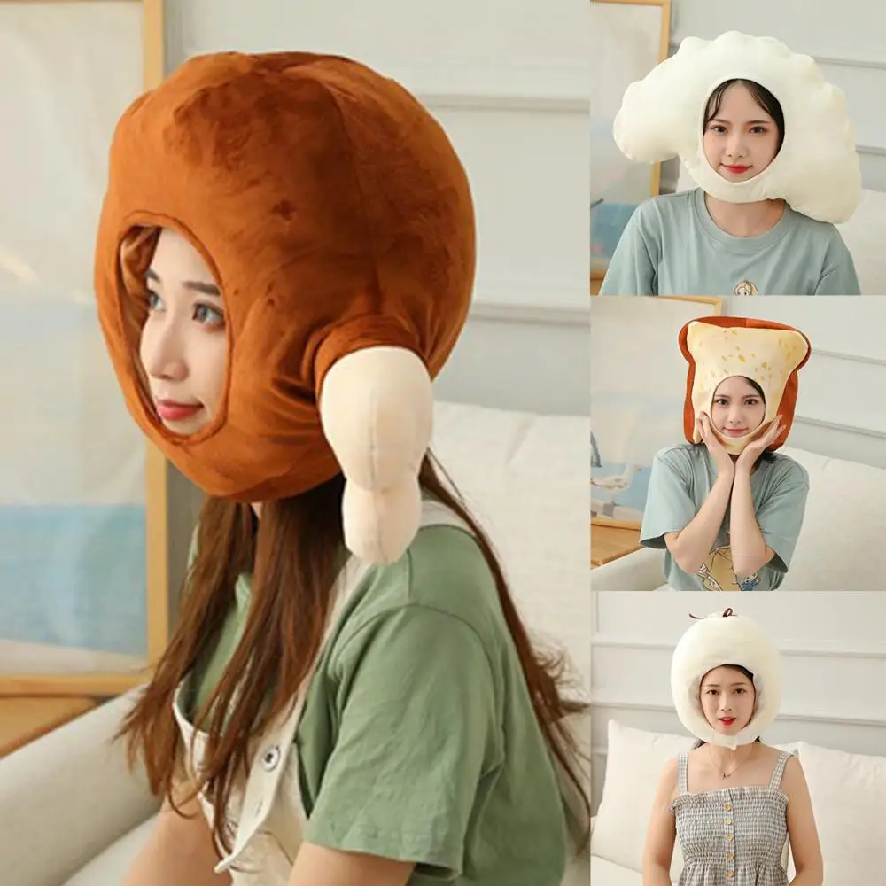 Cute Plush Doll Chicken Leg Bread Dumpling Bun Soft Headgear Hat Sleeping Toy