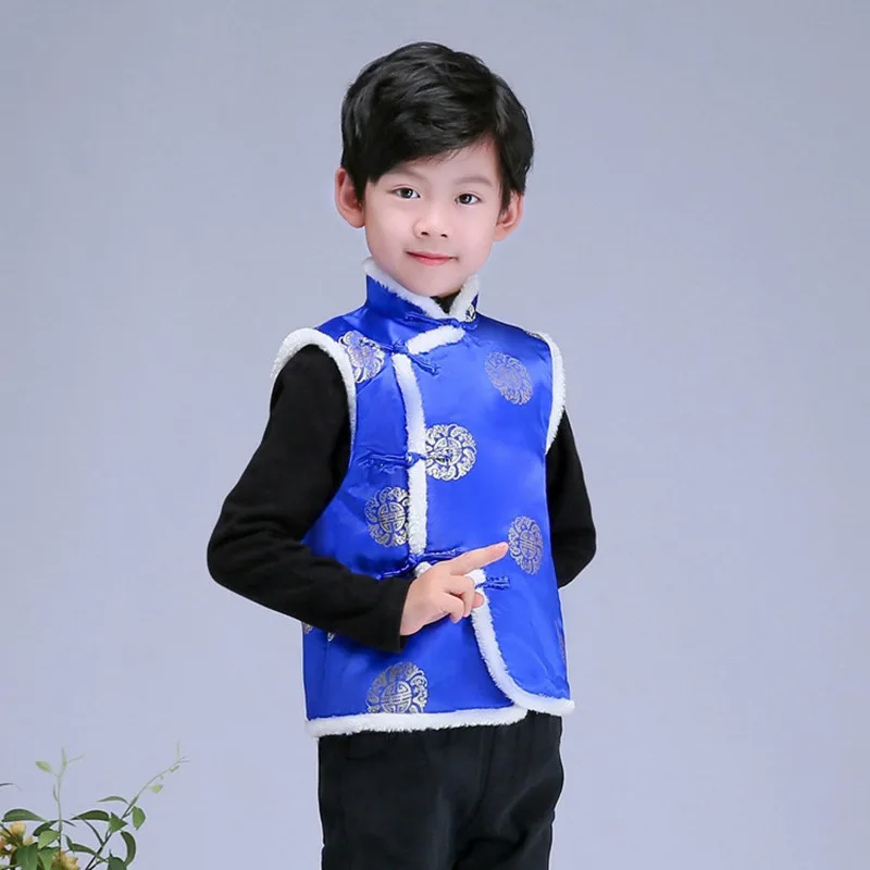 Kids Chinese Clothes Chinese Traditional Clothes For Children New Year Vest Girl Tang Dragon Phoenix Cheongsam Top Kids Qipao Hanfu Blouse Boy