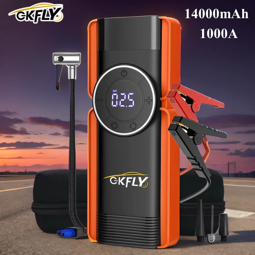 4 In 1 Car Jump Starter Air Compressor 1400A Portable Power Bank 16000mAh Car Battery Charger Booster Starting Device