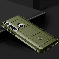 Shockproof Shield Case - Anti-Knock Protection Armor Matte Back Cover for Moto One Macro (Army green)