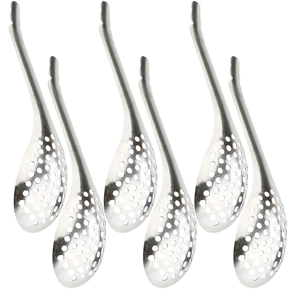 

6 Pcs Slotted Spoon Caviar Spherification Perforation Household Stainless Steel Spoons