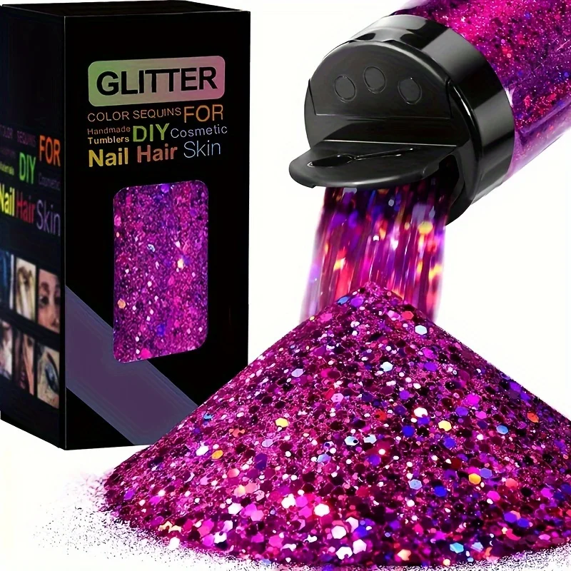 Holografische klobige Glitzer-Pailletten, 50 g, Laser-Glitzerflocken in verschiedenen Größen für DIY-Nagelhaar-Haut, Musikfestival – Detail 5