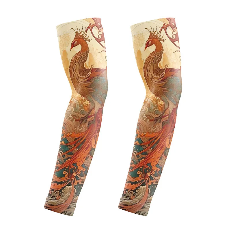 Summer men's ice silk cycling driver tattoo sleeve sunscreen outdoor motorcycle arm cover sun protection arm sleeves ice arm sleeves
