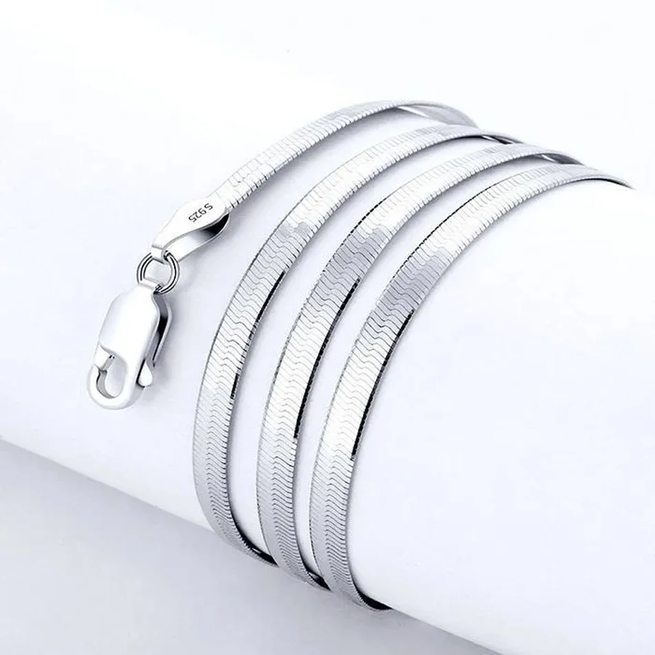 URMYLADY 925 Sterling Silber feine 4 MM Klinge Kette Halskette für Frauen Männer Luxus hochzeit schmuck Urlaub geschenke – Detail 5