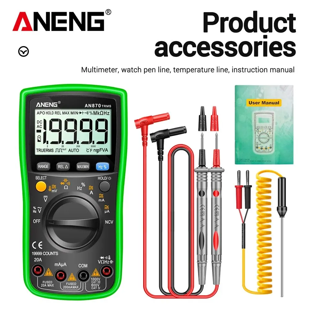 ANENG AN870 19999 Counts Non Contact Multitester True Rms Multimeters AC/DC Voltage Current NCV HD Backlit Screen Testers Tools