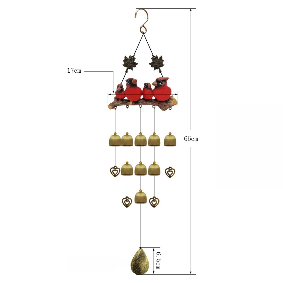 Outdoor Countryside Birds Wind Chimes Home Decorations Garden Courtyard Decorations Resin Bird Wind Chimes with Bell 3