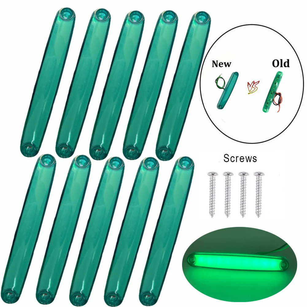 10PCSGreenSideMarkerLight12v24vLEDTruckLightingTrailerTruck