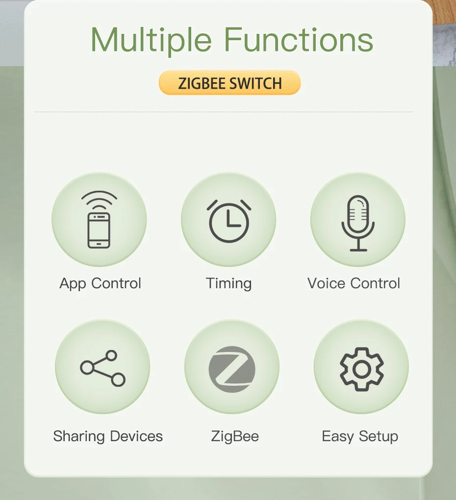 Zigbee Touch Switches 1/2/3Gang 1Way Wireless Control Smart Light Switch Wifi Wa