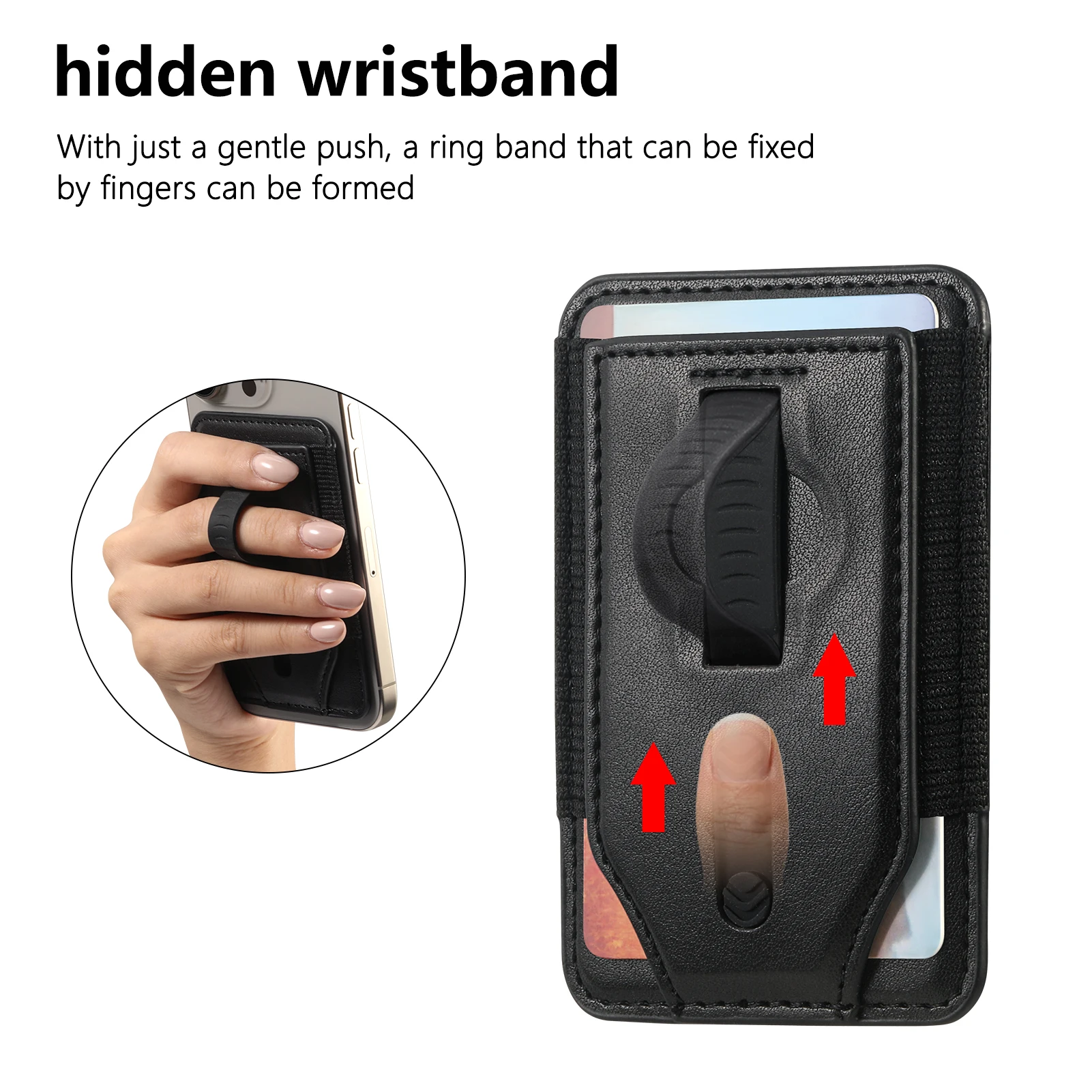 Magsafe Magnetic Card Holder Wallet with Anti-Scratch Design and Wrist Strap