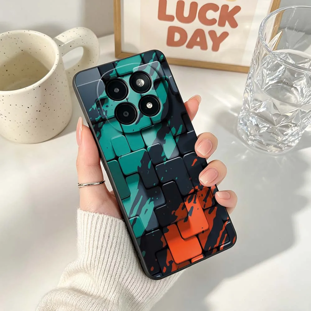 Fashion Creative Color Block Phone Case - Black Soft Cover