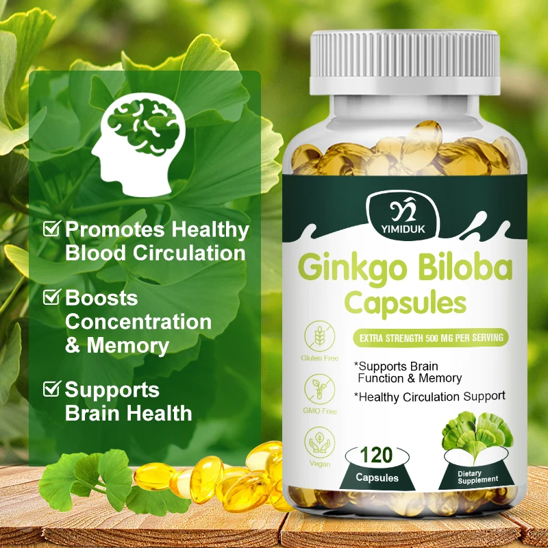 

Ginkgo Biloba Extra Capsule Support Brain Function & Memory Help Hypertension & Cardiovascular Health Dietary Supplemnt